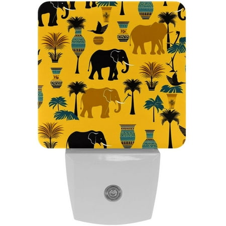 

LED Night Light Lamp with Smart Sensor Dusk to Dawn Sensor 2-Pack for Bedroom Bathroom Hallway White 0.5W Plug-in African Classical Pattern Elephant Lion