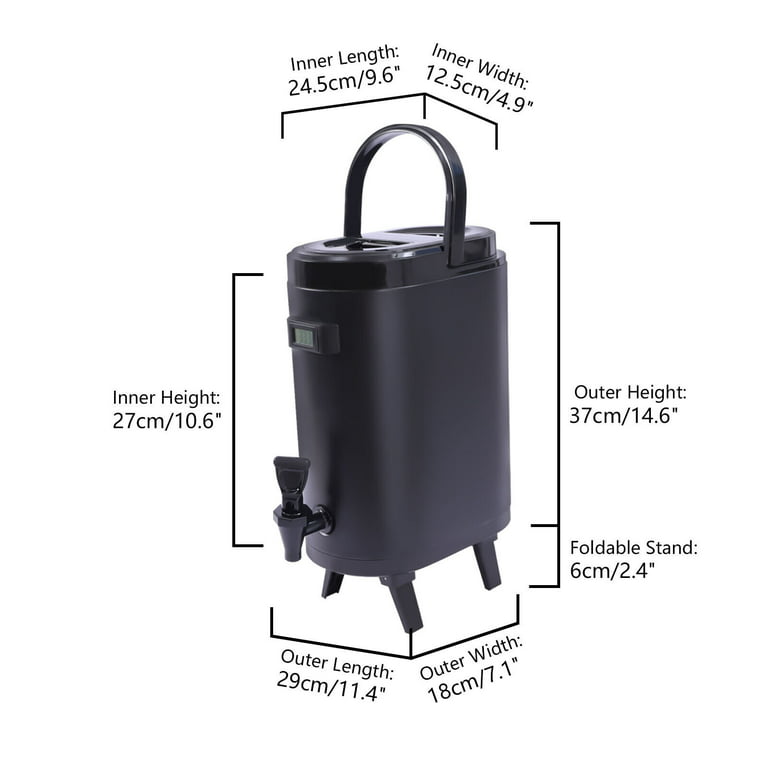 Stainless Steel Insulated Beverage Dispenser 10 Liter/2.64 Gallon with  Spigot for tea, coffee, cold milk, water, juice in parties, offices,  weddings