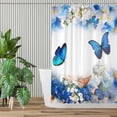 thumbnail image 2 of Butterfly Shower Curtain for Bathroom, Blue and White Flower Bath Waterproof Curtain Decor, Butterfly Floral Bathtubs Curtain Fabric with 12 Hooks 72x72 inches, 2 of 6