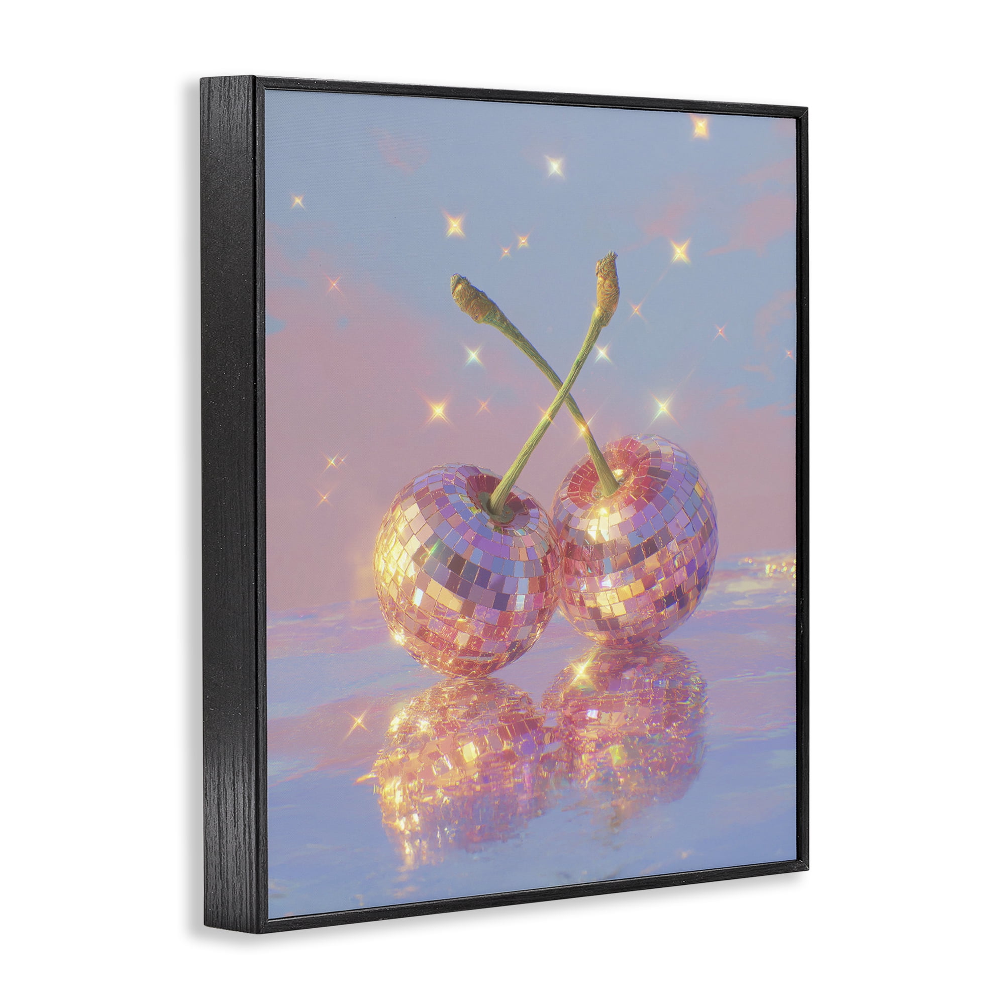 Disco Cherry Reflection Black Framed Giclee Art, design by Ziwei Li