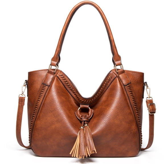 Sunyuer Tote Bag for Women, PU Leather Large Capacity Shoulder Purse Roomy Hobo Handbag Work Crossbody Bag with Tassel