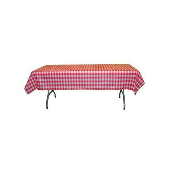 Disposable Plastic Red Gingham Table Cover - Rectangular - 54in. x 108in. - 1 Piece