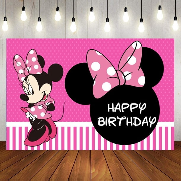 Fondo de vinilo de dibujos animados para fiesta de cumpleaños de niños, paño de pared personalizado de Mickey Mouse, Minnie Mouse, decoración para Baby Shower