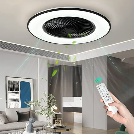

BBNBDMZ Bladeless Ceiling Fan wtih Light Modern Indoor Flush Mount Ceiling Fan with Remote Control Dimmable LED 3 Color Temperatures 3 Speeds Reversible Blades Enclosed Low Profile Ceilin