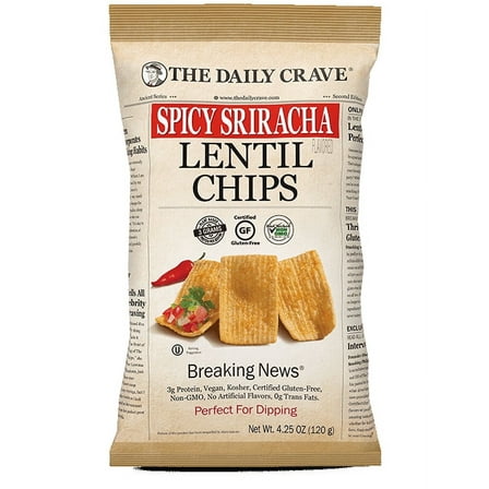 The Daily Crave Lentil Chips Spicy Sriracha - 4.25 oz Pack of 2
