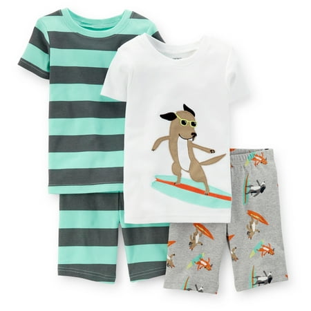 

Carters Baby Clothing Outfit Boys 4-Piece Snug Fit Cotton PJs Surfer Dog Stripe