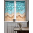 thumbnail image 4 of Turquoise Beach Curtains 45 Inch Length, Sheer Curtains for Bedroom Living Room Window Abstract Ripple Gradient Ocean Sand Rod Pocket Voile Drapes Kitchen Curtains Small Half Window 42"x45" 2 Panels, 4 of 6