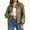 Army green, variant on Womens Oversized Leather Bomber Jackets Cap Sleeve Zip Up Motorcycle Coats with Pockets