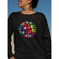 thumbnail image 2 of Flowers And Peace And Love Sign Sweatshirt Women -Image by Shutterstock, Female Small, 2 of 4