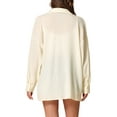thumbnail image 3 of INSPIRE CHIC Women's Loose Fit Button Down Oversized Long Shirts XS Beige Yellow, 3 of 5