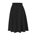 thumbnail image 4 of vigerkar Women Casual Cotton Linen Skirts Frill Tie Waist A-Line Midi Skirt with Pockets Black, XXL, 4 of 6
