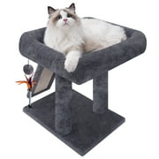 WK Cat Tree Tower with Scratching Board and Toy Balls, Grey