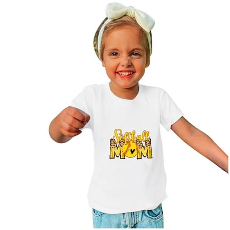 

qILAKOG T-Shirt for Boys Girls Baseball Printed Casual Summer Short Sleeve Tops Tee Shirt T Shirt for 13-14 Years White