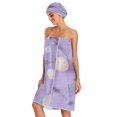 thumbnail image 3 of 3-Piece Bathroom Towel Set with Bath Towel, Quick-Dry Hair Cap and Hair Turban for Bath Yoga Beach White Circles, 3 of 6