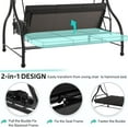 thumbnail image 4 of YODOLLA 3 Person Canopy Steel Porch Swing, Converting Swing Glider Hammock-Black, 4 of 10
