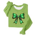 thumbnail image 4 of Saint Patricks Day Outfit Women Green Ribbon Bow Shirts Casual Long Sleeve Sweatshirt Crew Neck Pullover Tops Irish Shirts for Women, 4 of 4