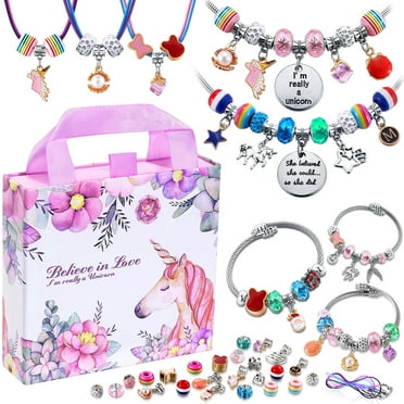 COO&KOO Charm Bracelet Making Kit, Unicorn Girls Toys Ages 8-11, Gifts for 6 7 8 9 10 11 12 Year Old Girl Birthday Gift, Arts and Crafts Kit for Kids Ages 6-8, Jewelry Making Kit for Kids Girls