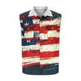 thumbnail image 4 of Sleeveless Tee Shirts for Men 4th of July V-Neck Collared Tops Red Blue Stars Printed American Patriot Top Button Down Tshirts Men Outdoor Travel Hiking Shirt Memorial Day Clothes, 4 of 5