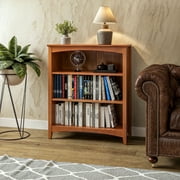 Camaflexi 36 Shaker Style 3-Shelf Wooden Bookcase Closed Back Storage Shelf, Brown