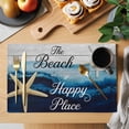 thumbnail image 2 of Dark Blue Coastal Placemats Set of 4, Summer Starfish Beach Wood Grain Placemats for Dining Table, Place Mats for Kitchen Tabletop, Waterproof Wipeable Dining Table Mats Set, 2 of 9