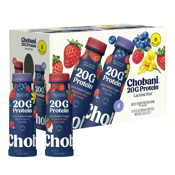 Chobani 20G Protein Low Fat Greek Yogurt Drink Variety Pack, 10 fl. oz,. 8 ct.