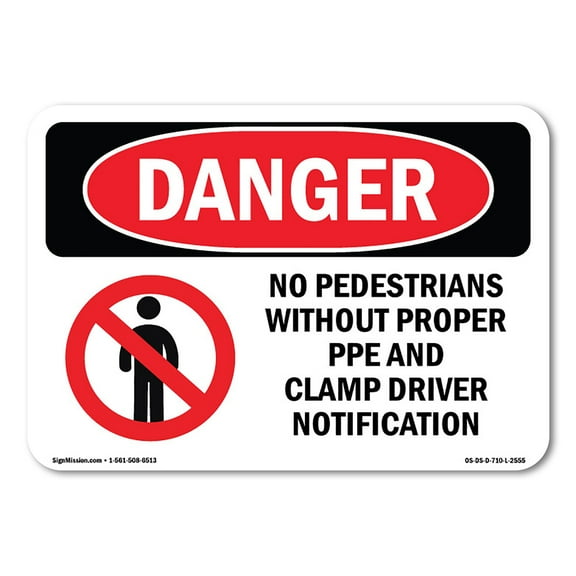 OSHA Danger Sign - No Pedestrians Without Proper | Decal | Protect Your Business, Construction Site, Warehouse & Shop Area |  Made in The USA