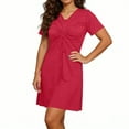 thumbnail image 5 of BUIGTTKLOP Dresses for Women Short Sleeve Casual Dresses Lace up V Neck Pleated Flowy Sundress, 5 of 6