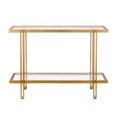 thumbnail image 3 of Henn&Hart 42" Brass Metal/Glass Console Table, 3 of 8