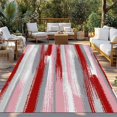 thumbnail image 2 of Red Pink Gray Stripes Outdoor Rug for Patio/Deck/Porch, Non-Slip Large Area Rug 5 x 7 Ft, Modern Abstract Minimalist Retro Indoor Outdoor Rugs Washable Area Rugs, Reversible Camping Rug Carpet Runner, 2 of 8