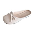 thumbnail image 3 of Women's Wide Width Bow Accent Mule Flats, Closed Toe Backless Slippers with Faux Suede Upper, Comfortable Casual Summer Shoes for Dress & Jeans, Multi-Color, 3 of 10