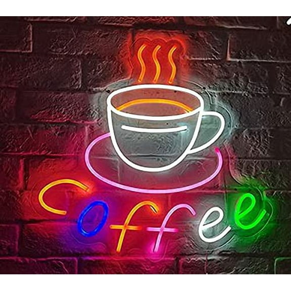 13.39"x13.39" Coffee Neon Light Sign LED Night Lights USB Operated Decorative Marquee Sign Bar Pub Store Club Garage Home Party Decor