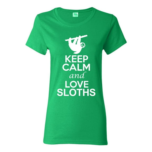 Ladies Keep Calm And Love Sloth Animal Lover DT T-Shirt Tee