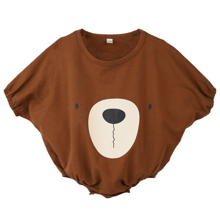 

Salute Baby Unisex Boys Girls Batwing Sleeve Clothing Outfit Infant Bear Face Romper Bodysuit Coffee 12-18 Months
