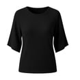 thumbnail image 7 of TGSLY Women's 3/4 Sleeve Ribbed Tops Lightweight Soft Crew Neck Trendy Blouses Loose Fit Dressy Casual Solid Color Fall Shirts M, 7 of 7
