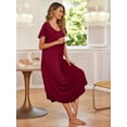 thumbnail image 4 of Avidlove Women's Short Sleeve Nightgown Long Nightshirts Pleated Sleep Dress Sleepwear with Pockets, 4 of 7