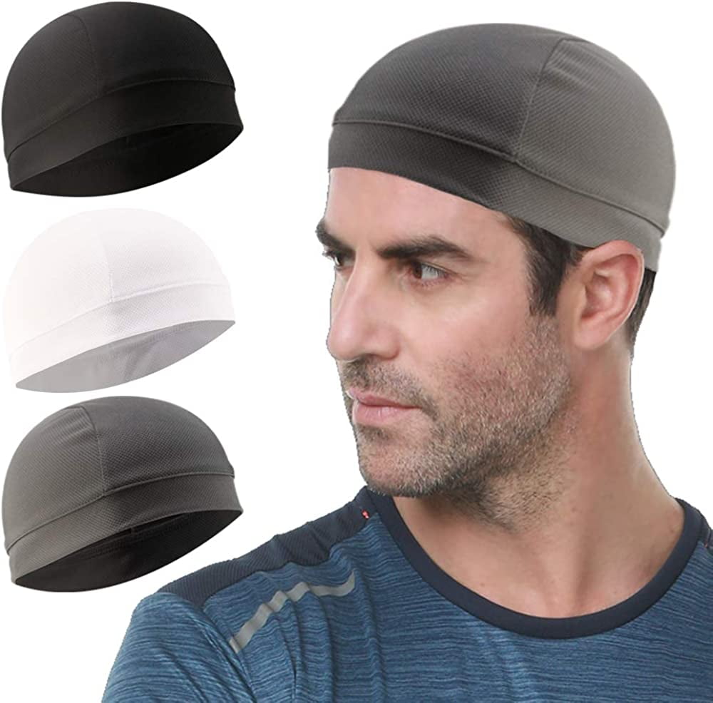 3 Pack Cooling Skull Cap Helmet Liner Sweat Wicking Cycling Running Hat