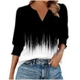 thumbnail image 3 of Womens Printed Shirts Casual Loose 3/4 Length Sleeve T-Shirts Classic Fashion Smocked Cuffs Blouses Top Dressy V-Neck Women's Shirts Summer Clothings, 3 of 7