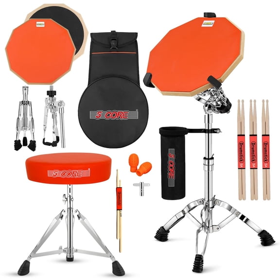 Adjustable Drum Throne & Practice Pad Combo – Height-Adjustable Kit with Snare Stand for Kids & Adults