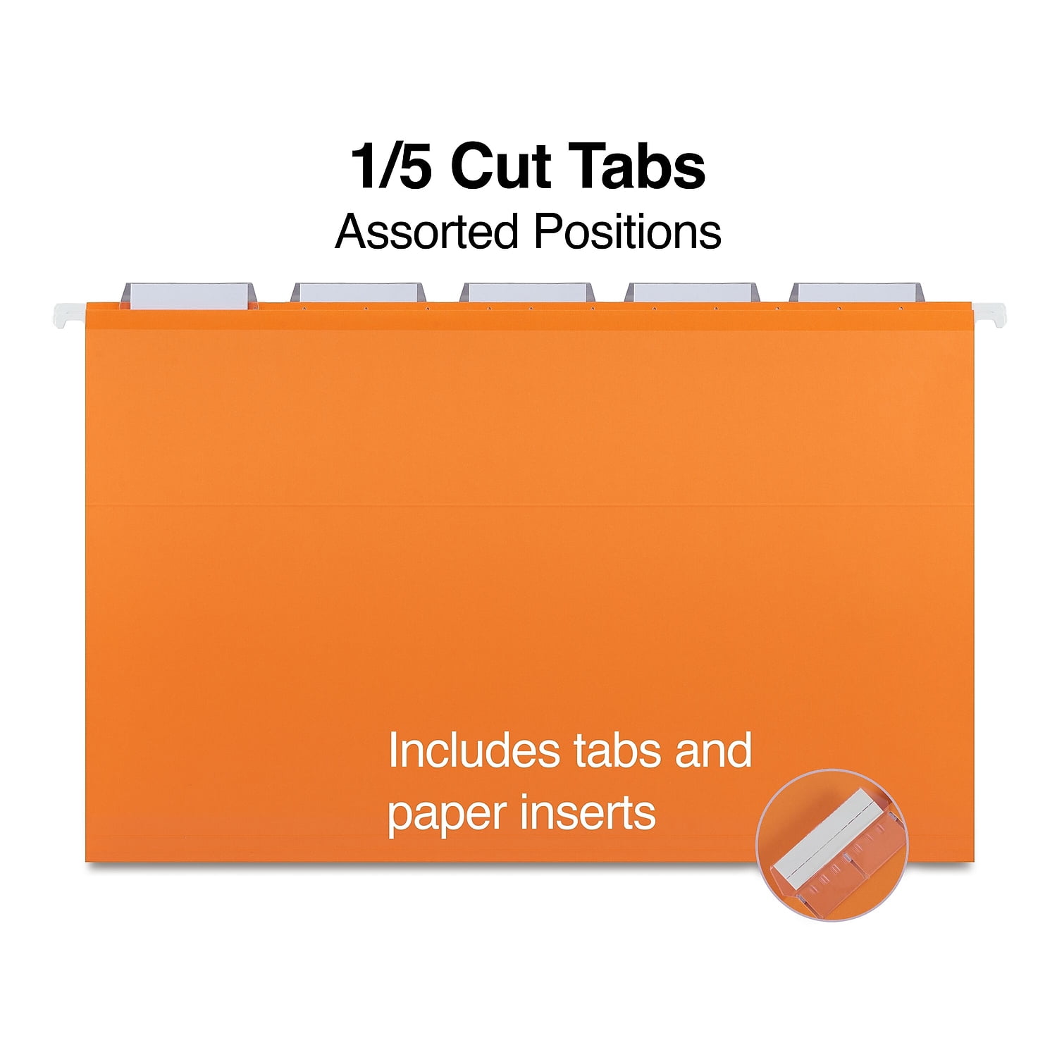 HITOUCH BUSINESS SERVICES Reinforced Hanging File Folders 5-Tab Legal Size Assorted Colors 25/BX