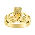 thumbnail image 1 of RYLOS Rings Gold Plated Silver Claddah Love, Loyalty & Friendship Heart 6MM Gem Irish Wedding Band Claddagh Rings November Citrine Jewelry Size 11, 1 of 7