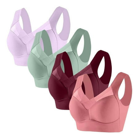 Seasonal Savings 4PC Women s Strapless Lace Underwear with Thin Side Collection Comfortable Daily Bra for All-Day Wear Xmas Apparel|Nylon Spandex Green Sopatenor