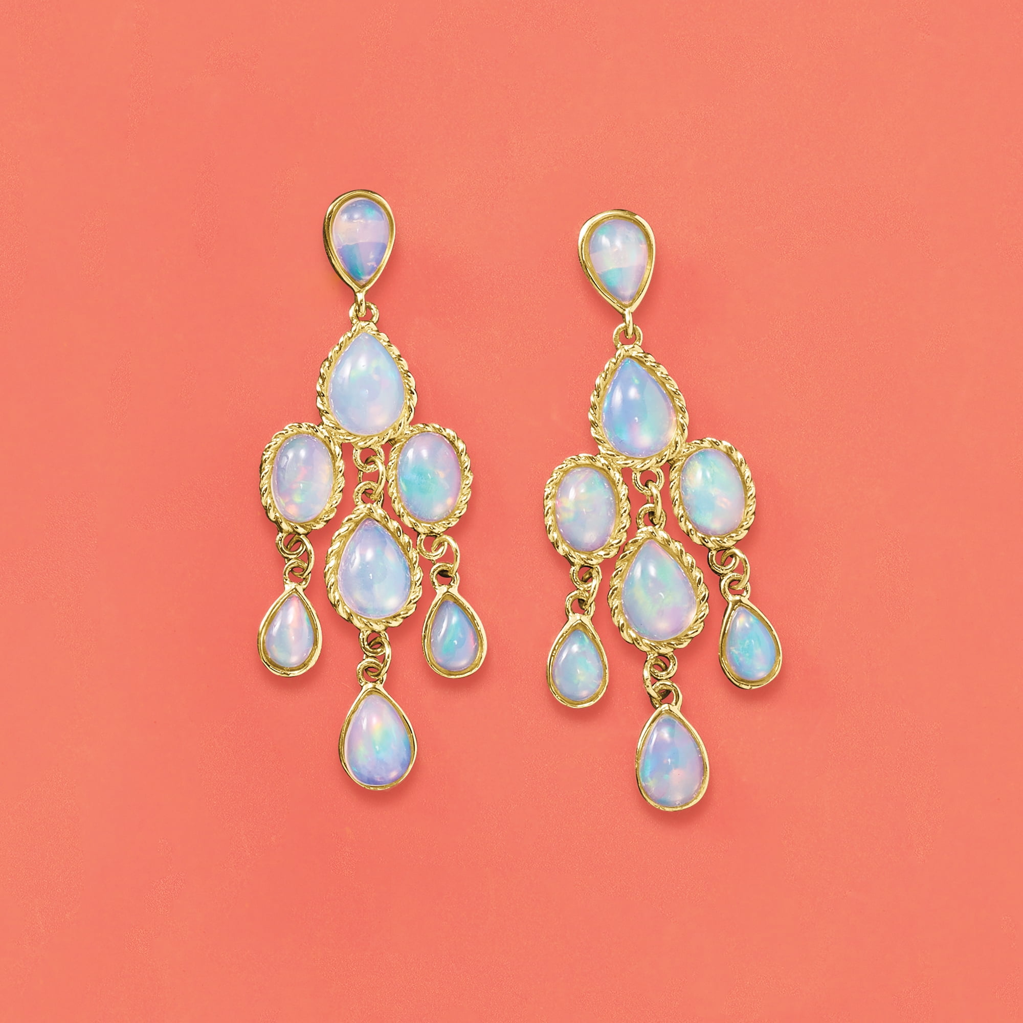 Ross-Simons Ethiopian Opal Chandelier Earrings in 14kt Yellow Gold for  Female, Adult