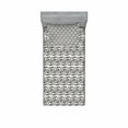 thumbnail image 2 of Modern Bedding Set with Sheet & Covers, Snowflake Geometrical Lines Triangles and Shapes Artwork Print, Printed Bedroom Decor 2 Shams, 4 Sizes, White and Army Green, by Ambesonne, 2 of 3