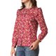 thumbnail image 4 of Camisa de Cuello Redondo Larga con Volantes de Flores de INSPIRE CHIC para Mujeres  L Rojo, 4 of 6