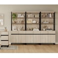 thumbnail image 2 of WAMPAT 3-Piece Modern 72" Tall Library Bookcases with Metal Base & Adjustable Shelves, Wood Bookshelves with Storage Cabinet & Open Shelves for Home Office & Living Room, Beige, 2 of 9