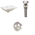 thumbnail image 1 of 18.25-in. W CUPC Rectangle Bathroom Undermount Sink Set In White - Brushed Nickel Hardware - Overflow Drain Incl. AI-20616, 1 of 9