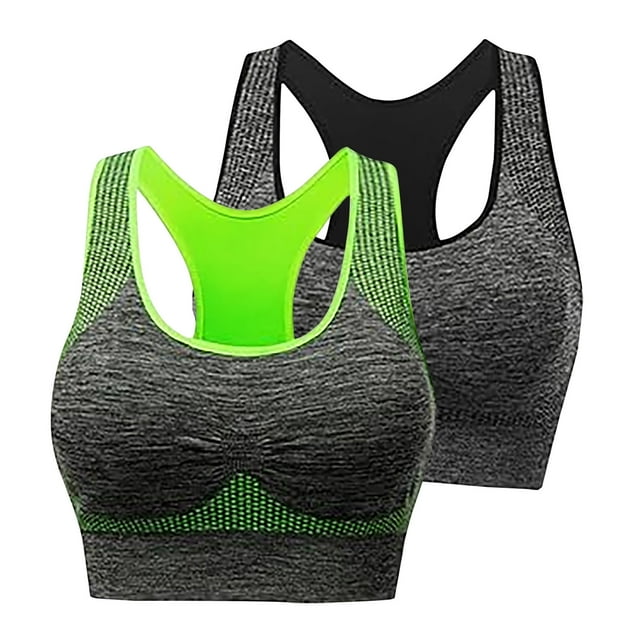 FAIWAD 2 Pack Racerback Sports Bras for Women Medium Support Padded Bralettes Wireless Workout Crop Tank Tops