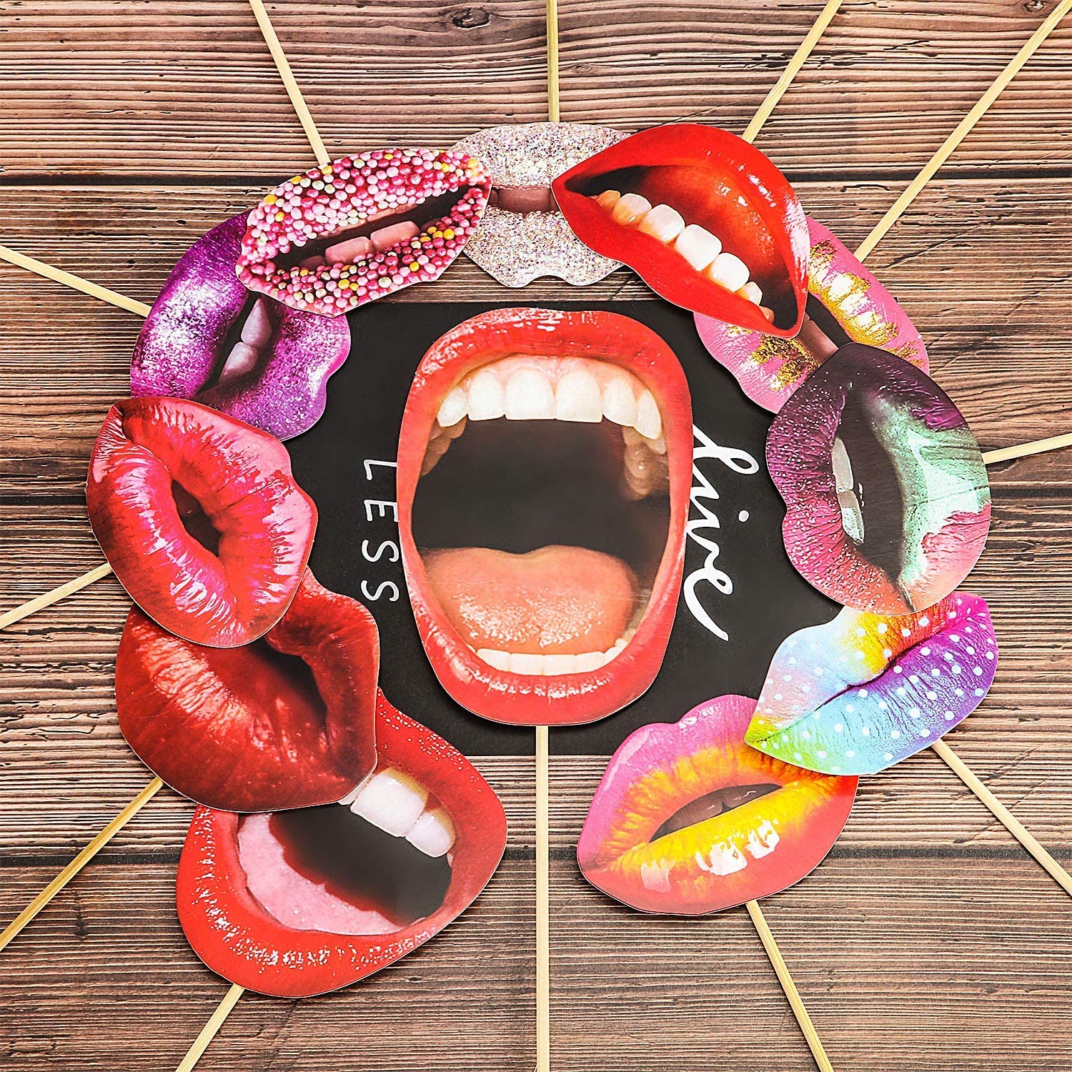 ULDIGI 40 Stück Foto-Requisiten Rote Glitzerlippen – Für Partys, Hochzeiten & Fotobooth