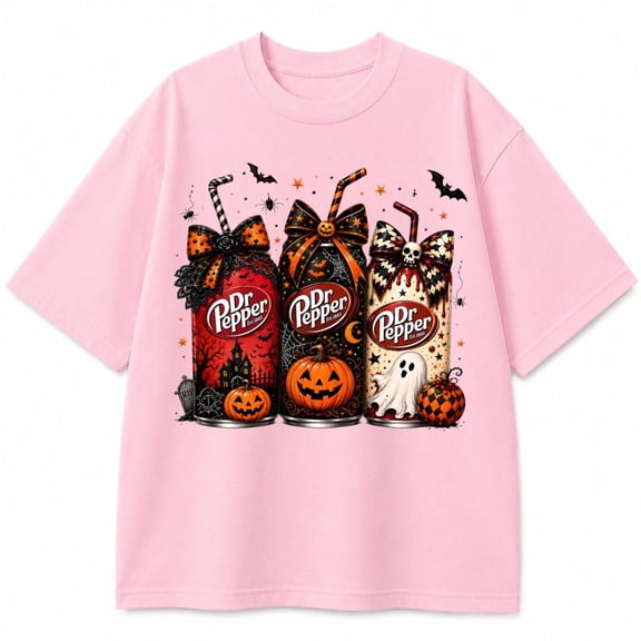 Halloween Soda Graphic T-Shirt, Spooky Pumpkin Ghost Drink Tee, Unisex Fall Holiday Shirt