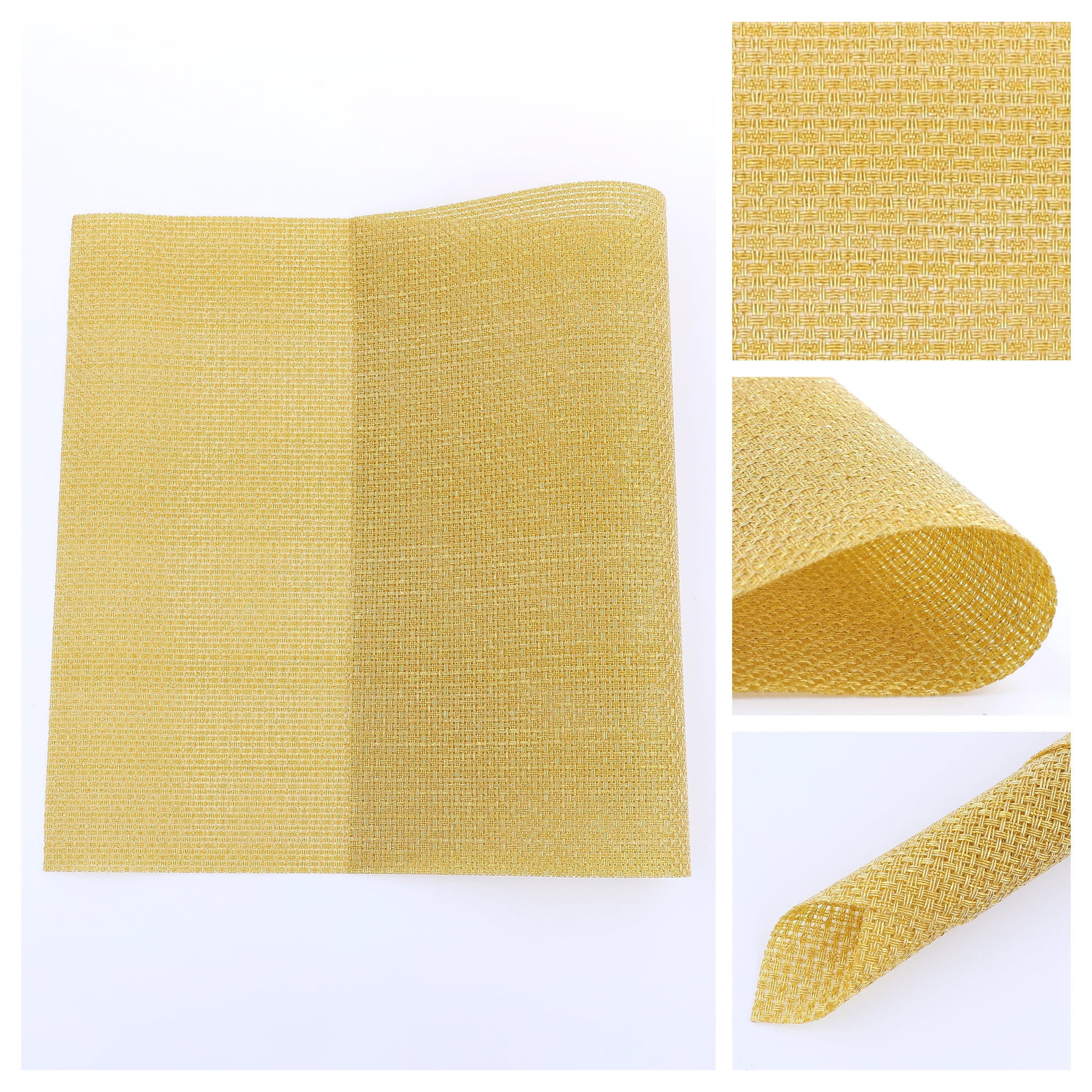 Unique Bargains Placemats Set of 6 Washable Placemats for Dining Table Decor Gold